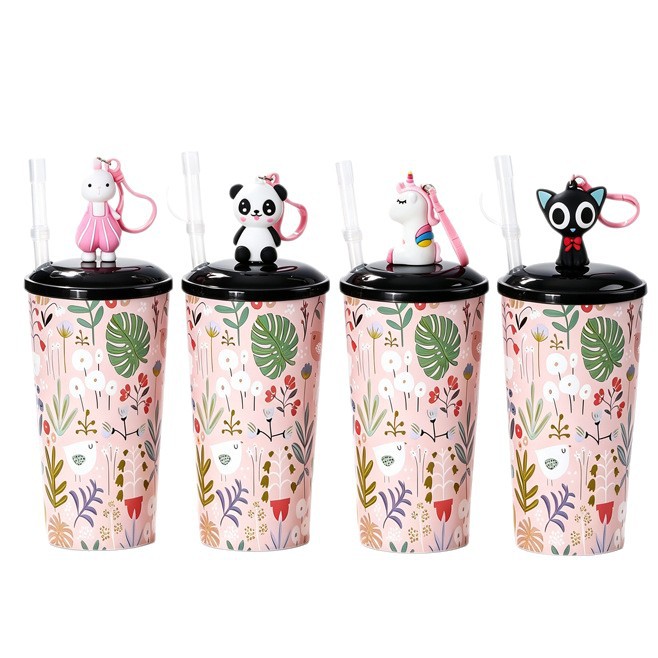 Venta directa transfronteriza taza de plástico de dibujos animados taza de muñeco desechable taza de villano animal Pikachu panda jugo de té con leche image 6