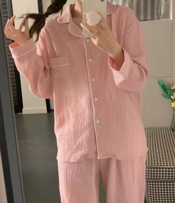 Pijamas femeninos 2025 de encaje estilo coreano manga larga