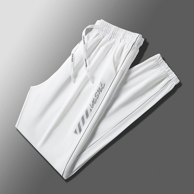 Transmisión en vivo Nueva Cola de seda de hielo pareja Pantalones deportivos drapeado suelto versátil delgado de secado rápido hombres y mujeres de los mismos pantalones Casuales