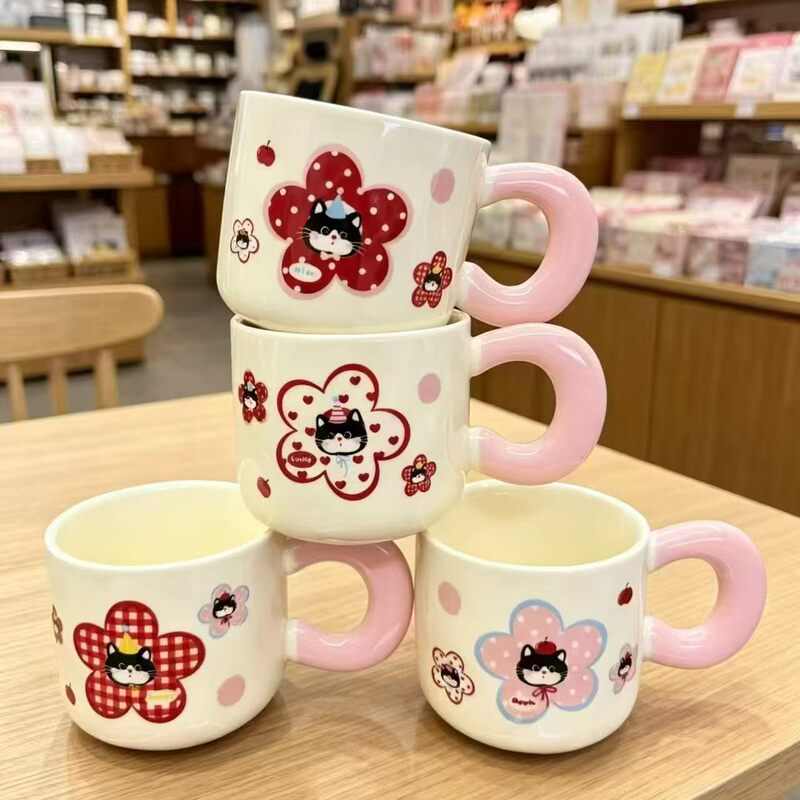 Creative Cartoon Ceramic Mug, Cute Girl's Home Breakfast Cup, Holiday Gift, Souvenir, Couple's Water Cup