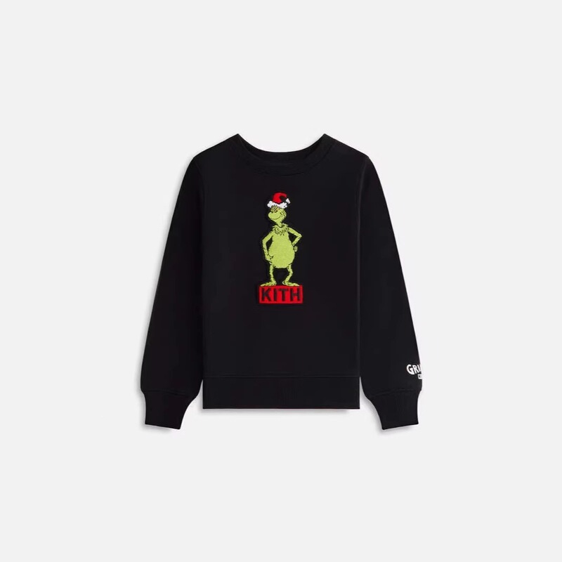 Kith Kids【Authentic in Stock】Grinch Collaboration Limited Edition Classic Embroidered Crewneck Sweatshirt Kith Kids【Authentic in Stock】Grinch Collaboration Limited Edition Classic Embroidered Crewneck Sweatshirt
