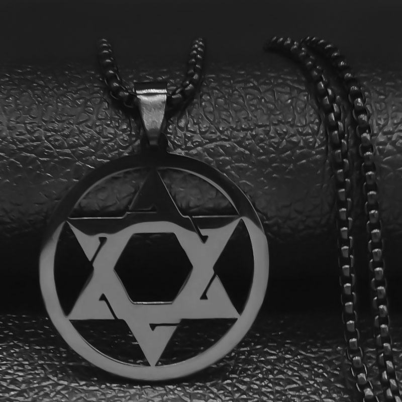 Cross-border European and American stainless steel chain David star men's and women's fashion six-pointed star pendant necklace jewelry