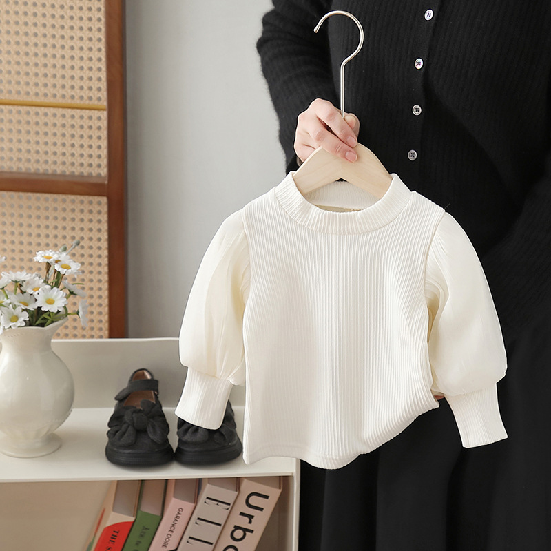 Girls' bottoming shirt spring baby long-sleeved bottoming Lolita inner wear western style children's warm clothes one-piece delivery