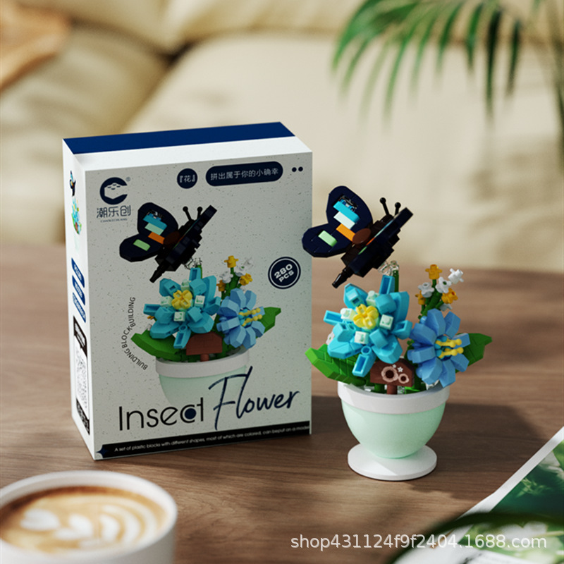 Compatible con Lego inmortal ramo de flores, juguetes de ensamblaje de plantas, adornos de claveles de girasol, regalos de año nuevo para niñas al por mayor