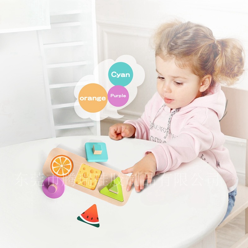 Baby Educational Early Learning Shape Matching Toys Child Color Sensory Montessori Teaching Aids Wooden Hand-Carved Board