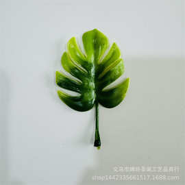 跨境亚马逊壁挂藤条装饰水草配件 8cm塑料小龟背叶 仿真植物水草