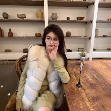 【HF]2025秋冬新款整皮狐狸毛皮草马甲女面包款背心6节显瘦款