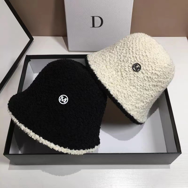 22 nových podzimních a zimních černých pletených plyšových rybářských klobouků pro ženy s velkým obvodem hlavy, módní a všestranný teplý kbelík._voghion.com