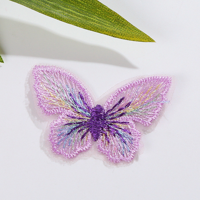 マカロン色の刺繍が可愛い蝶レース刺繍はdiyアクセサリーの靴の帽子の服を貼ります。|undefined