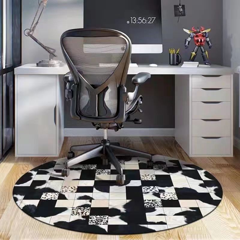 美式地板复古客厅圆形地毯轻奢摇椅化妆椅地垫家用卧室床边