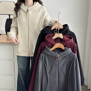 Coat women's plus size loose 200kg autumn and winter 2024 new chubby girl double-sided Ollie velvet casual hooded vests