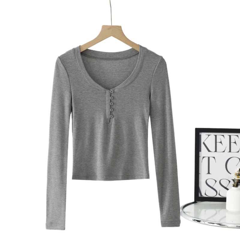 Autumn new basic slim V-neck long-sleeved T-shirt sexy slimming bottoming top