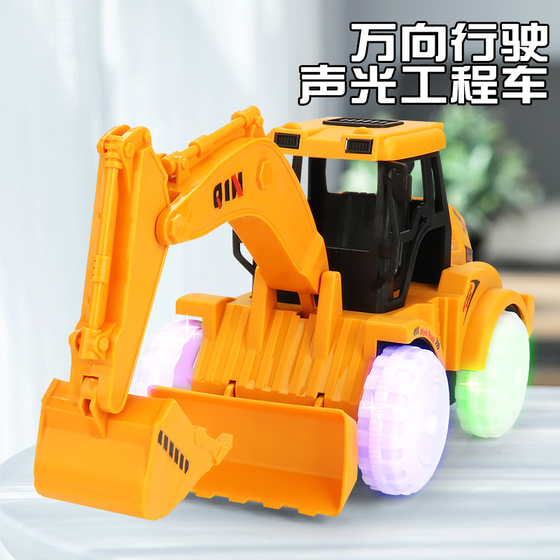 Modelo de simulación de vehículo de ingeniería eléctrica para niños Luz de música Excavadora universal Coche de juguete Niño Excavadora al por mayor