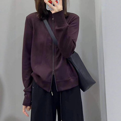 大码时尚立领拉链款长袖开衫卫衣胖MM女装秋季新款显瘦高级感上衣