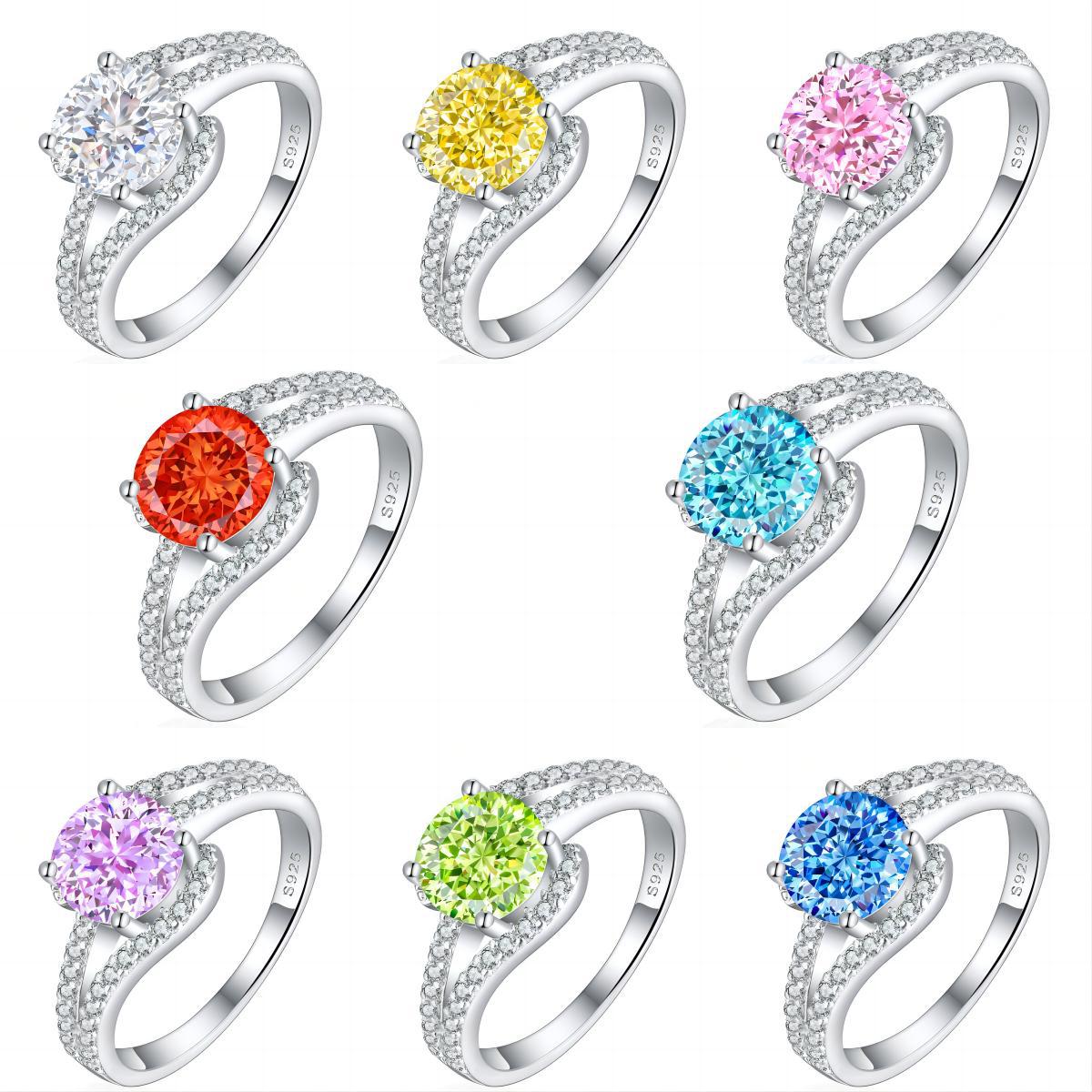 Sterling Silver Simple Style Classic Style Inlay Water Droplets High Carbon Diamond Rings display picture 1