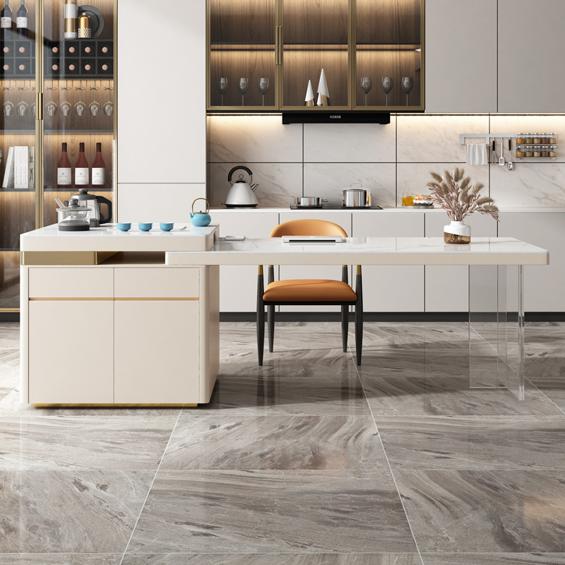 Light Luxury Rock plate Island table mesa de comedor abierta integrada Home Kitchen Middle Island table multifuncional retráctil Tea table bar counter