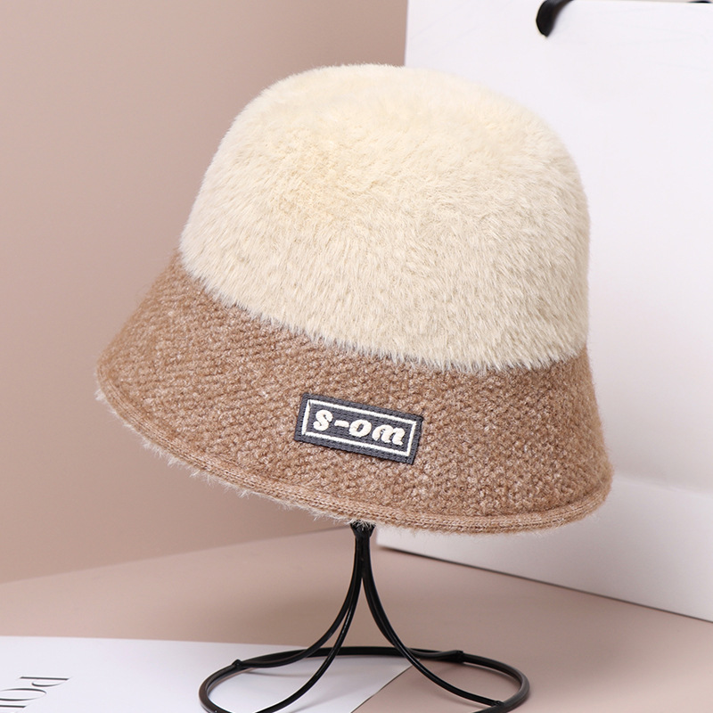 Mössa, ny koreansk utgåva för kvinnor, färgmatchande stickad varmvattenhatt mössa Höst och vinter Utomhus Face Show Small_voghion.com