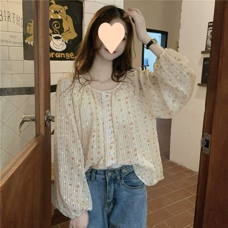 Нежная женская рубашка с длинным рукавом и цветочным принтом, весна-лето 2025, новый дизайн, нишевый французский стиль, сладкий и шикарный топ