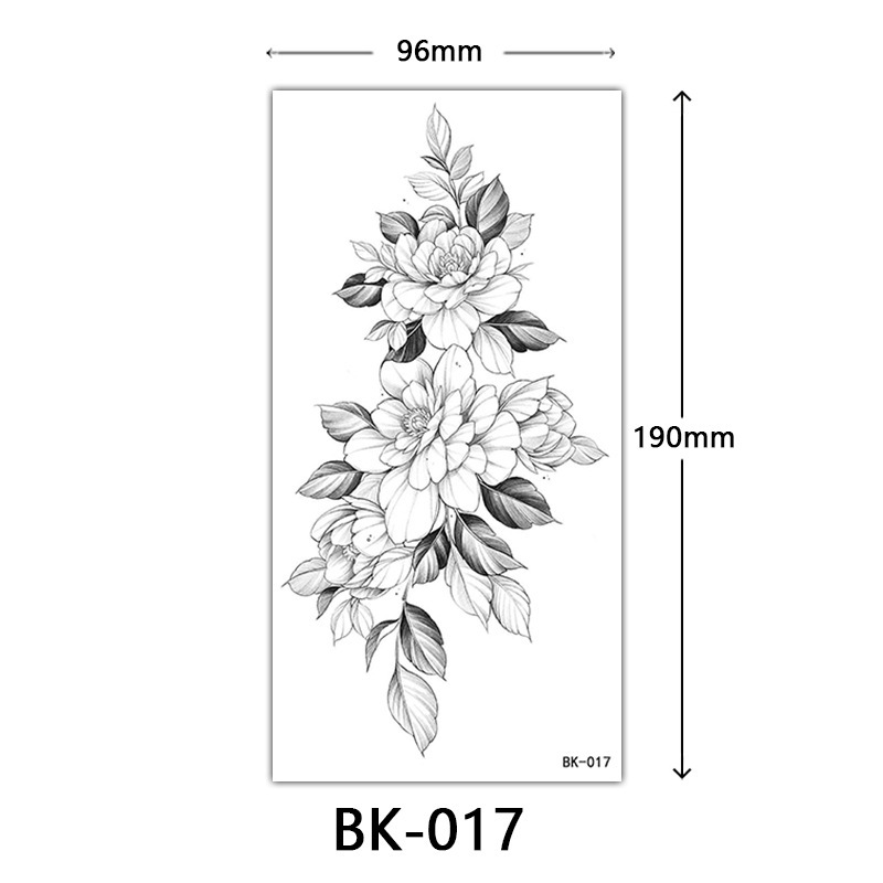 クロスボーダー特別供給スケッチフラワータトゥーステッカースケッチタトゥーステッカーバラの花黒と白の花タトゥー|undefined