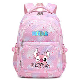 03卡通史迪奇印花多隔层初高中书包可爱轻便女生背包青少年