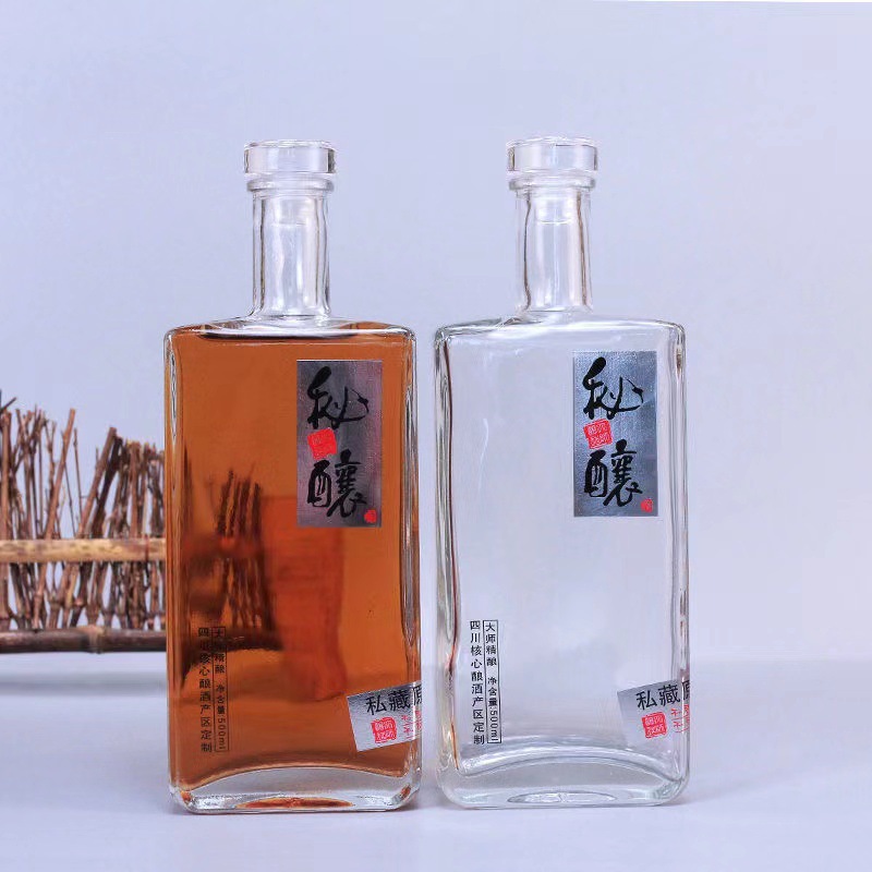 批发透明玻璃白酒瓶 一斤装空酒瓶密封透明粮食酒瓶 玻璃酒瓶