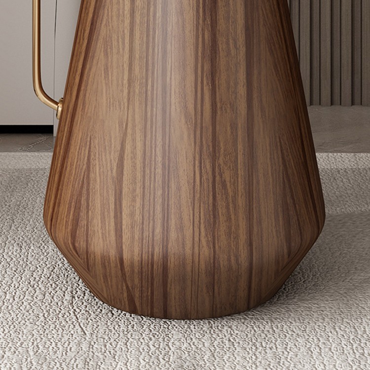 Mesa lateral de losa de roca de lujo ligero, sofá de sala de estar, esquina móvil redonda minimalista, diseño de cabecera, mesa de centro pequeña de nogal