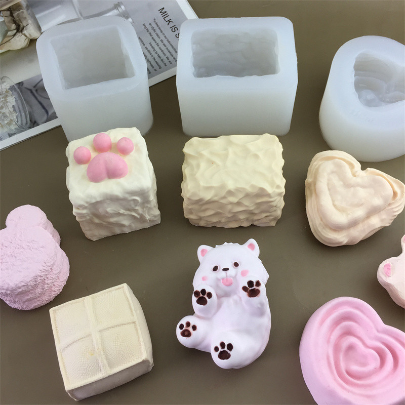 Имитация рассола тофу кошачий кошачий кошачий крем небольшой квадратной силиконовой формы щепотка пищевой декомпрессионный артефакт DIY гипсовая форма