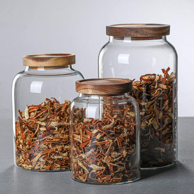 Capacious glass storage system, coffee stand, tea, chenpi