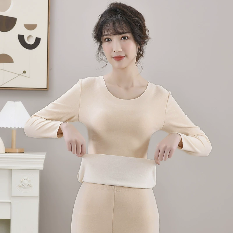 Бесшовное термобелье, женский костюм, зимний костюм на флисовой подкладке, плотная бархатная САМОНАГРЕВАЮЩАЯСЯ облегающая женская осенняя одежда и брюки