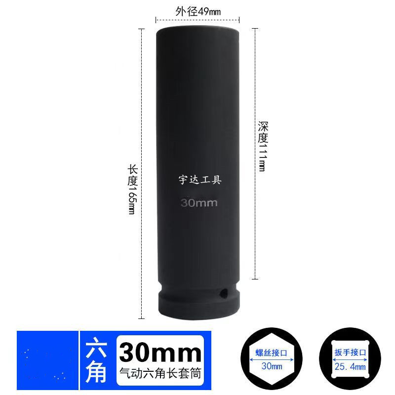 卸売在庫 1inch 長尺エアガン用ヘッド 160mm ヘビーデューティーソケットヘッド 25mm 六角ソケット 大型エアガン用ソケットセット|undefined