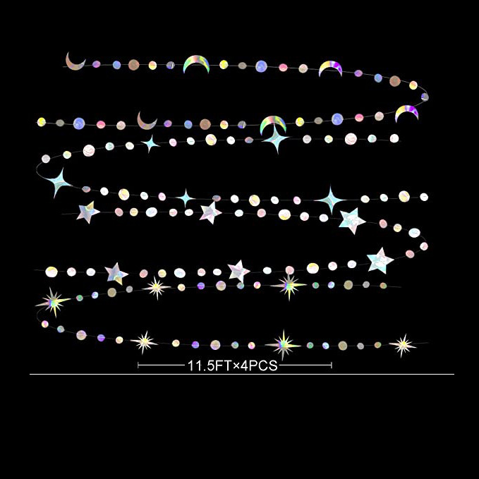 Transfronterizo NUEVO LÁSER estrella Luna colgante Día de San Valentín accesorios de decoración de fiesta de cumpleaños