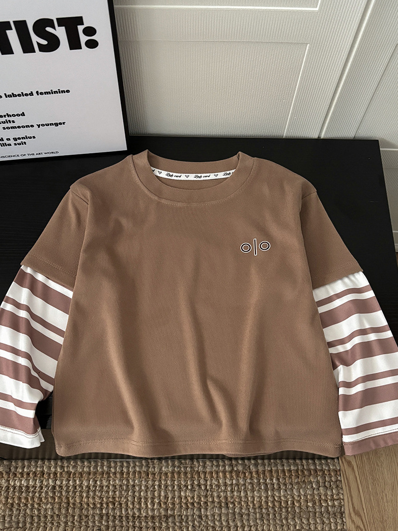Camiseta de manga larga para niños, dos piezas de camisa de algodón, delgada primavera y otoño, ropa de moda para niños y niñas, versión coreana