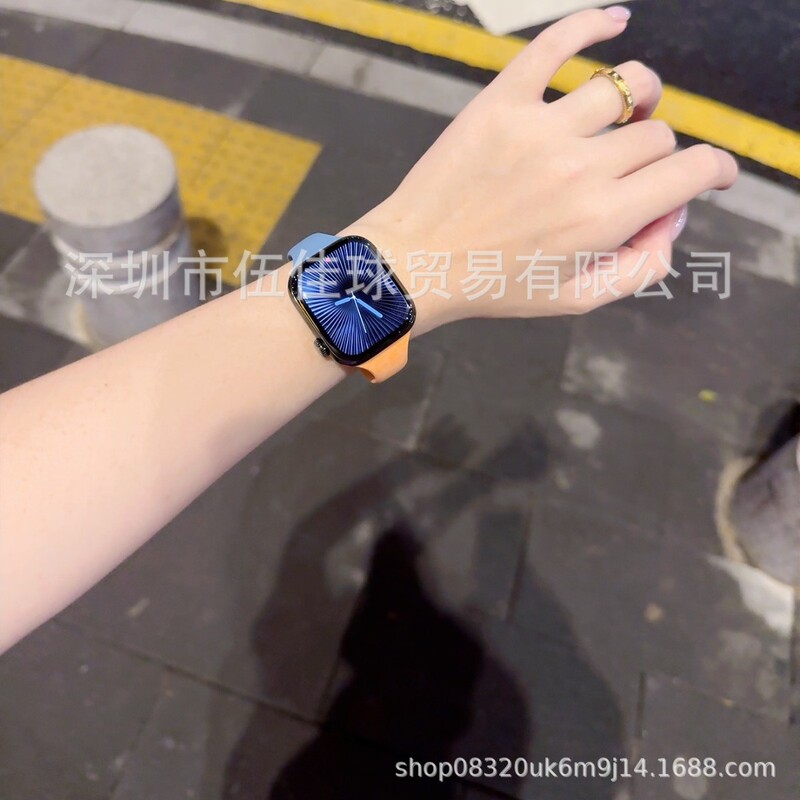 Suitable for Iwatch10 Watch Strap Apple Watch Applewatch9 Small Waist Single Pin Silicone S87 Magnetic Suction 6543