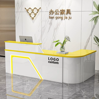 前台接待台转角办公桌服装店铺小型超市水果店圆弧柜台收银台吧台