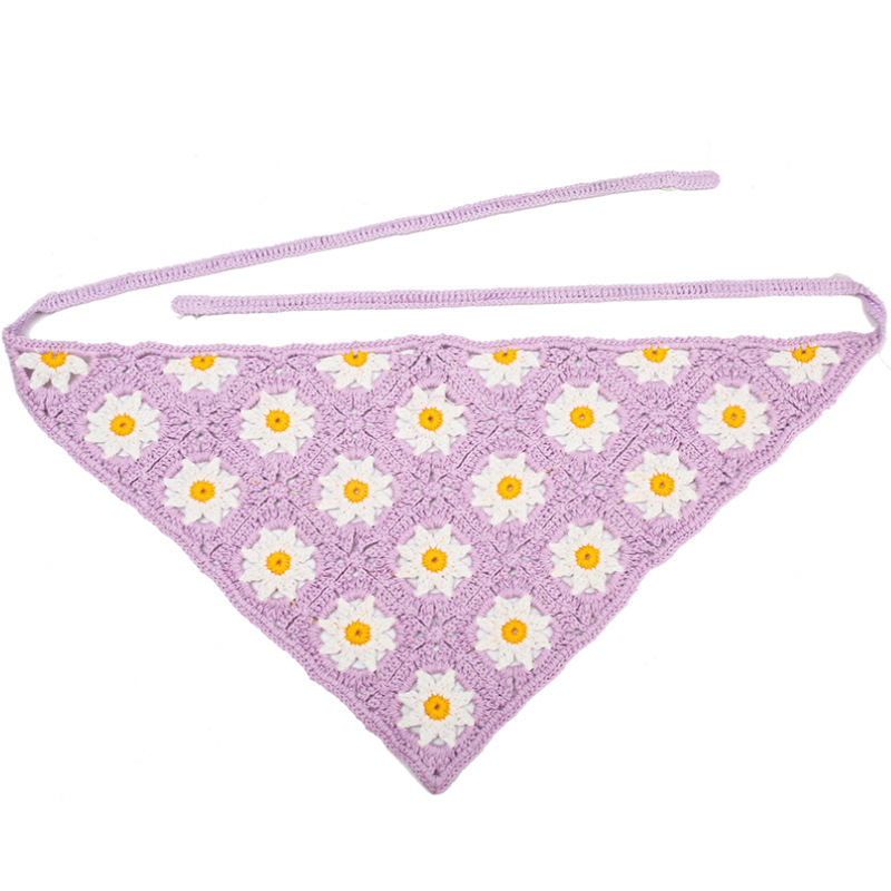 Francia cereza toallas triangulares mujeres primavera y otoño viajes padres-hijos gancho de punto flores hueco pañuelo de arte correa de pelo gorro
