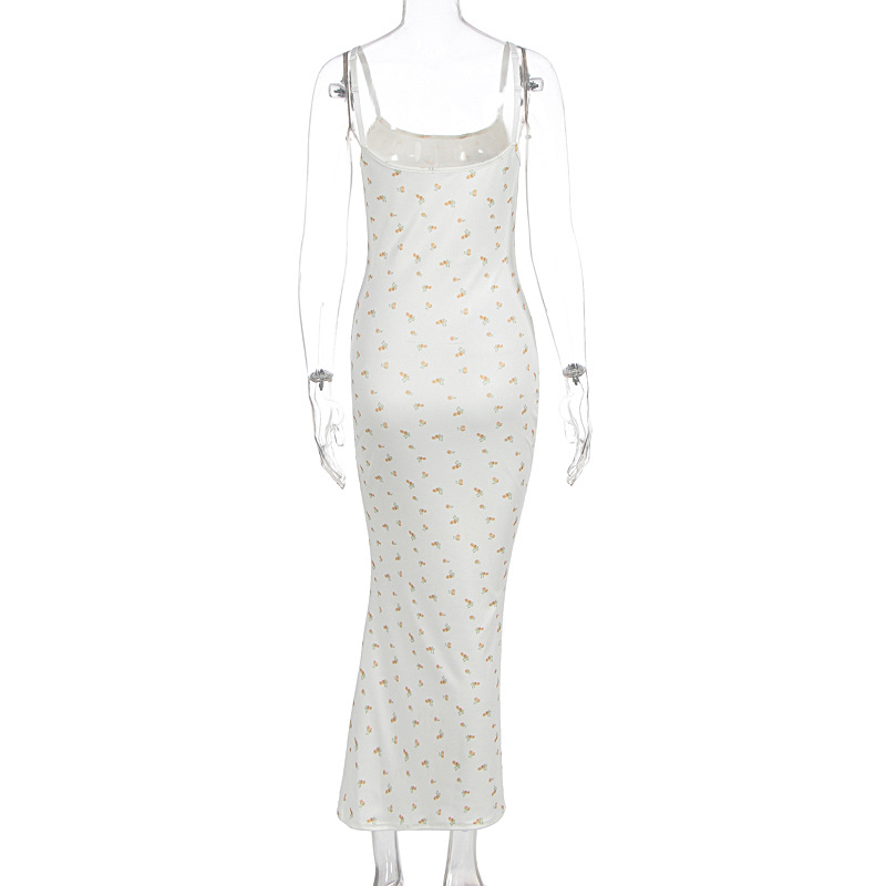 Women Summer New Arrival Sweet Fresh Small Floral Suspender Dress Slim Bodycon Package Hip Dress Casual Vacation Dress_ecoleips.com
