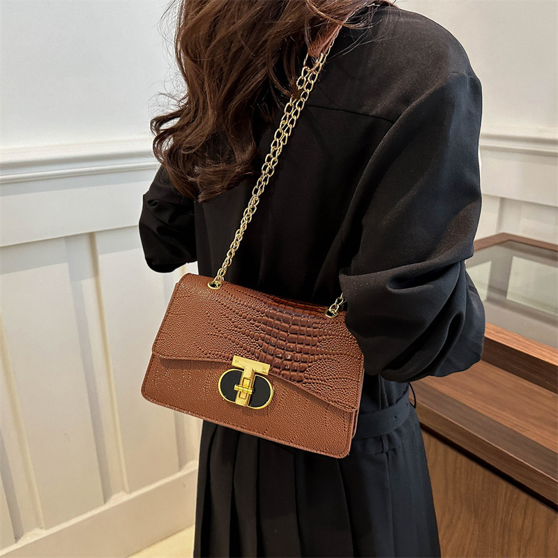 Bolso de mujer 2024 nuevo bolso de mujer popular textura bolso cuadrado temperamento casual bolso de hombro bolso de cadena bolso