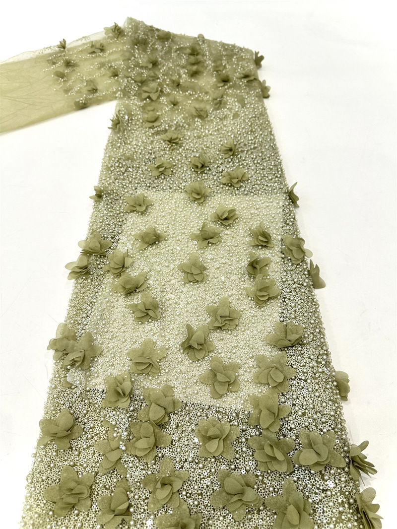 Decalones hechas a mano industria pesada computadora bordada sequinilla bordado tubo de perlas vestido de boda vestido de moda tela de vestido image 14