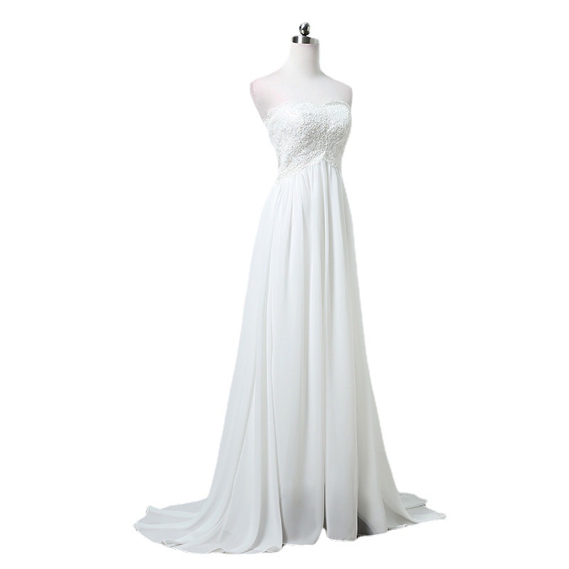 El Comercio exterior europeo y americano Amazon AliExpress deseo elegante vestido de novia tubo superior largo adelgazamiento simple vestido de novia image 5