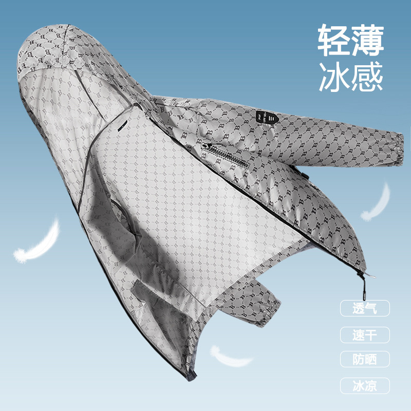 2024 moda nueva chaqueta de protección solar para hombres abrigo delgado de verano deportivo al aire libre transpirable anti-UV ropa de piel image 1