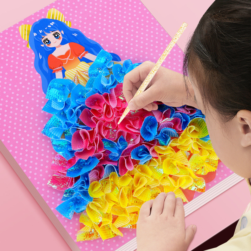 손으로 그린 스탬프 스탬프 음악 그림 어린이 수제 DIY 공주 드레싱 스티커 책 소녀 장난감 스티커 그림 소녀 개발