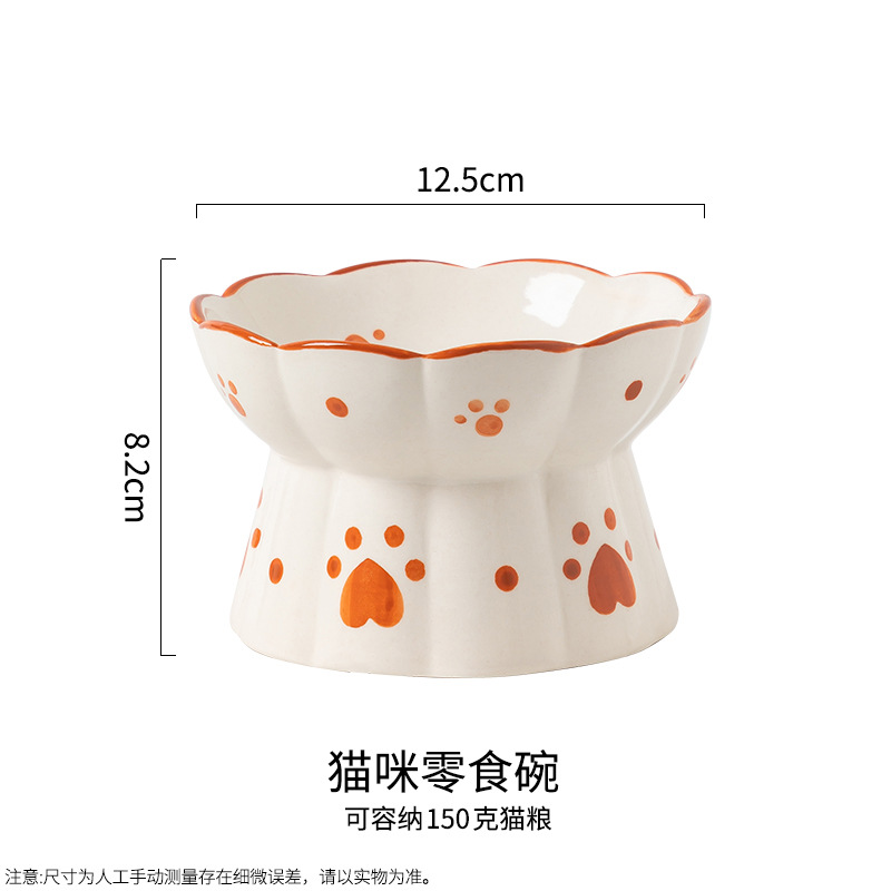 Lindo gato tazón de cerámica doble tazón antidetonantes tazón de comida tazón de perro gato tazón de fuente de alta pierna cuello protección suministros para mascotas al por mayor