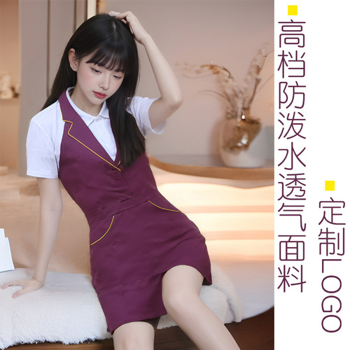 Summer breathable waterproof suit apron for hotel and restaurant, coffee influencer apron with embroidered logo