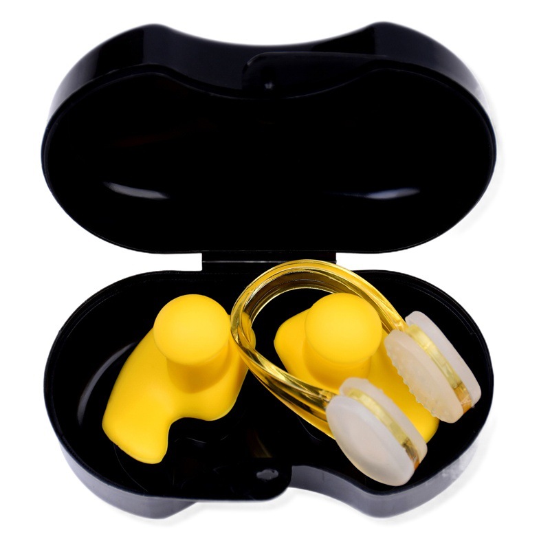 Swimming Silicone Earplug Nose Clip suit Waterproof Spiral Earplug Boxed Adult Children Beginner Swimming Equipment