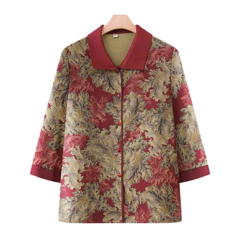 Весенняя верхняя одежда для женщин среднего и пожилого возраста, тонкие топы в китайском стиле в стиле бабушки, женская весенне-летняя одежда с лацканами для мам.