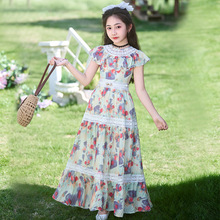 女童夏季长款碎花连衣裙2026新款中大童公主风裙子女孩薄款沙滩裙
