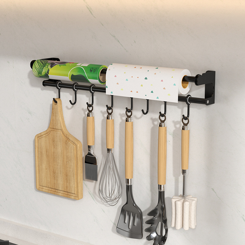 Cross-Border Kitchen Hook Rack Without Punching Hanging Rod Kitchen Storage Rack Spatula Spoon Rack Wall-Mounted Kitchen Utensil Storage