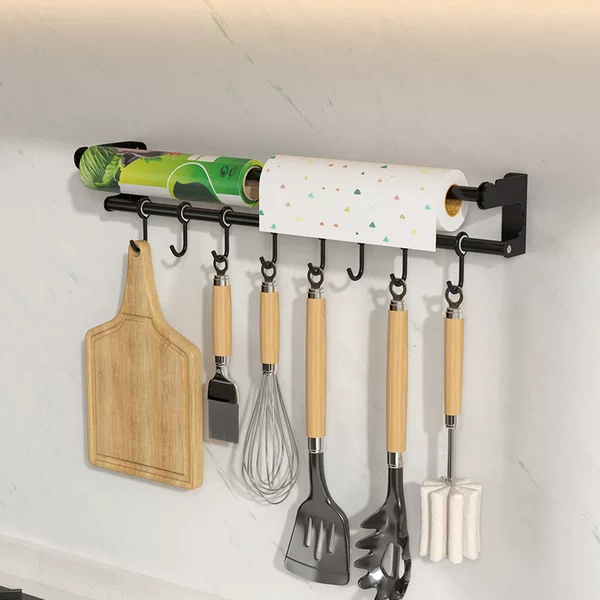 Cross-Border Kitchen Hook Rack Without Punching Hanging Rod Kitchen Storage Rack Spatula Spoon Rack Wall-Mounted Kitchen Utensil Storage