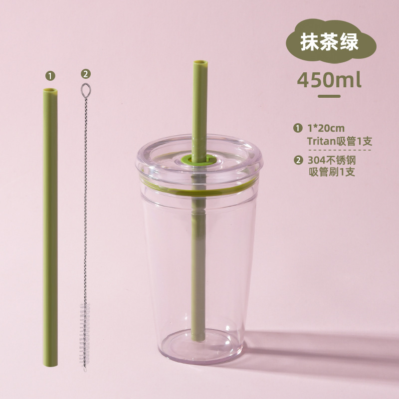 2025 新しいクロスボーダー 450 ミリリットル単層 Tritan ストローカップミルクティーカップコーヒーカップマルチカラーキャンディストローカップ|undefined