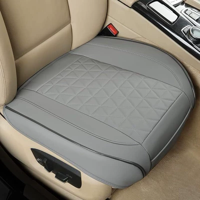 Universal four-season car seat cushion, summer perforated car seat cushion, leather three-piece car seat cushion set (Seat cushion, seat cover) - fashion-gray-driver-and-passenger-seats